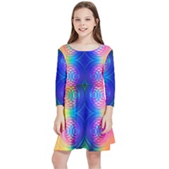 Inverted Circles Kids  Quarter Sleeve Skater Dress by Thespacecampers