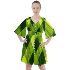 Leaves Grass Woven Boho Button Up Dress by artworkshop