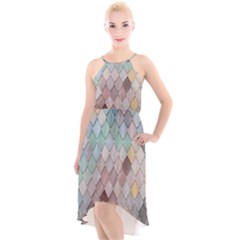 Tiles Shapes High-low Halter Chiffon Dress  by artworkshop