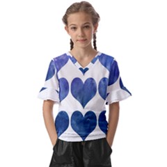 Valentin Heart  Love Kids  V-neck Horn Sleeve Blouse by artworkshop