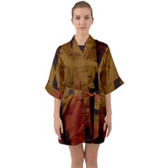 Abstract 004 Half Sleeve Satin Kimono  by nate14shop