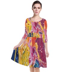 Art-color Quarter Sleeve Waist Band Dress by nate14shop