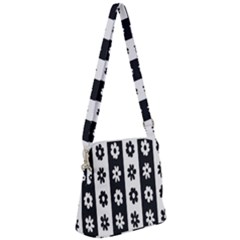 Black-and-white-flower-pattern-by-zebra-stripes-seamless-floral-for-printing-wall-textile-free-vecto Zipper Messenger Bag by nate14shop