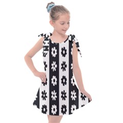 Black-and-white-flower-pattern-by-zebra-stripes-seamless-floral-for-printing-wall-textile-free-vecto Kids  Tie Up Tunic Dress by nate14shop