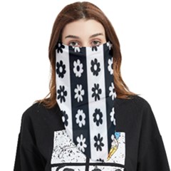 Black-and-white-flower-pattern-by-zebra-stripes-seamless-floral-for-printing-wall-textile-free-vecto Face Covering Bandana (triangle) by nate14shop