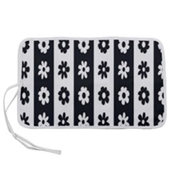 Black-and-white-flower-pattern-by-zebra-stripes-seamless-floral-for-printing-wall-textile-free-vecto Pen Storage Case (l) by nate14shop