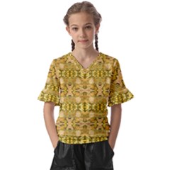 Cloth 001 Kids  V-neck Horn Sleeve Blouse by nate14shop