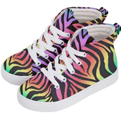 Rainbow Zebra Stripes Kids  Hi-top Skate Sneakers