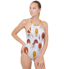 Masala Spices Food High Neck One Piece Swimsuit by artworkshop