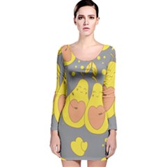 Avocado-yellow Long Sleeve Velvet Bodycon Dress by nate14shop