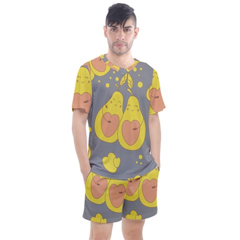 Avocado-yellow Men s Mesh Tee And Shorts Set by nate14shop