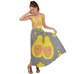 Avocado-yellow Backless Maxi Beach Dress by nate14shop