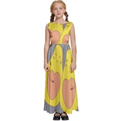 Avocado-yellow Kids  Satin Sleeveless Maxi Dress by nate14shop