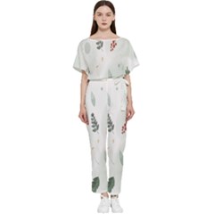 Background-white Abstrack Batwing Lightweight Chiffon Jumpsuit by nate14shop