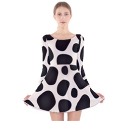 Leoperd-white-black Background Long Sleeve Velvet Skater Dress by nate14shop