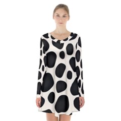 Leoperd-white-black Background Long Sleeve Velvet V-neck Dress by nate14shop