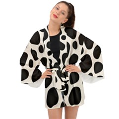 Leoperd-white-black Background Long Sleeve Kimono by nate14shop