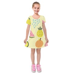 Graphic-fruit Kids  Short Sleeve Velvet Dress by nate14shop