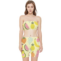 Graphic-fruit Stretch Shorts And Tube Top Set by nate14shop