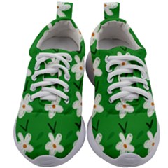 Flowers-green-white Kids Athletic Shoes by nate14shop