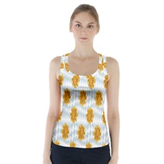 Flowers-gold-blue Racer Back Sports Top by nate14shop