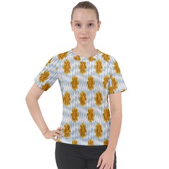 Flowers-gold-blue Women s Sport Raglan Tee