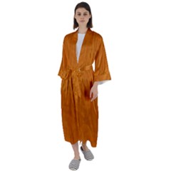 Orange Maxi Satin Kimono