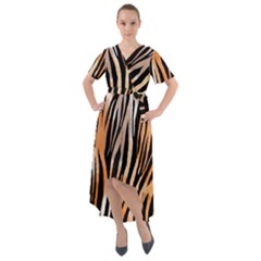 Seamless Zebra Stripe Front Wrap High Low Dress by nate14shop