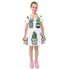 Succulents Kids  Short Sleeve Velvet Dress by nate14shop