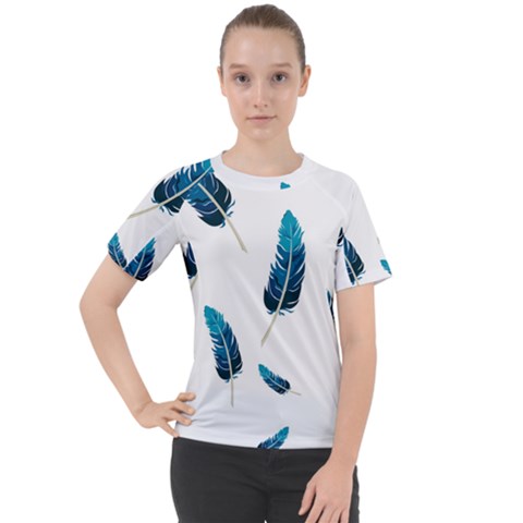 Feather Bird Women s Sport Raglan Tee by artworkshop