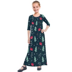 Christmas 001 Kids  Quarter Sleeve Maxi Dress by nate14shop