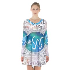 5 Seconds Of Summer Collage Quotes Long Sleeve Velvet V-neck Dress by nate14shop