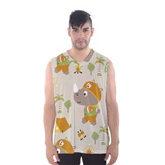 Seamless-pattern-vector-with-funny-boy-scout-scout-day-background Men s Basketball Tank Top