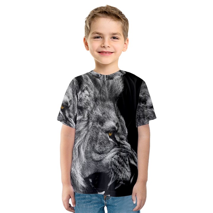 Angry Male Lion Kids  Sport Mesh Tee