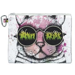 Black-cat-head Canvas Cosmetic Bag (xxl) by Jancukart