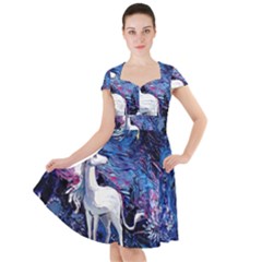 Unicorn Starry Night Cap Sleeve Midi Dress