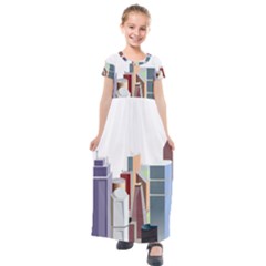 City-urban-buildings-skyscraper Kids  Short Sleeve Maxi Dress