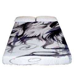 Tattoo-ink-flash-drawing-wolf Fitted Sheet (queen Size) by Jancukart