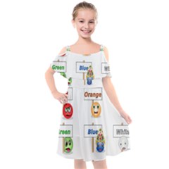 Graphic-smiley-color-diagram Kids  Cut Out Shoulders Chiffon Dress by Jancukart