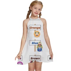 Graphic-smiley-color-diagram Kids  Halter Collar Waist Tie Chiffon Dress by Jancukart