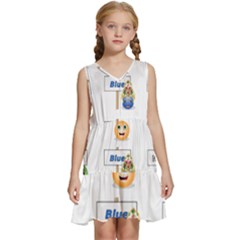 Graphic-smiley-color-diagram Kids  Sleeveless Tiered Mini Dress by Jancukart