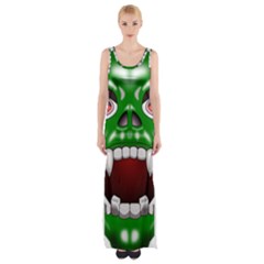 Monster-mask-alien-horror-devil Thigh Split Maxi Dress by Jancukart