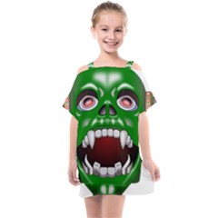 Monster-mask-alien-horror-devil Kids  One Piece Chiffon Dress by Jancukart