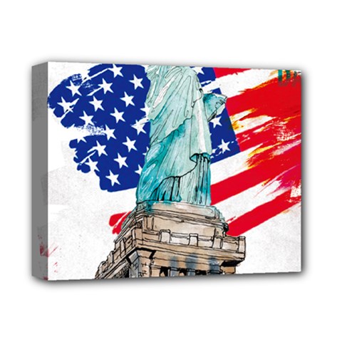 Statue Of Liberty Independence Day Poster Art Deluxe Canvas 14  X 11  (stretched) by Jancukart