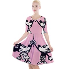Baloon Love Mickey & Minnie Mouse Quarter Sleeve A-line Dress by nate14shop