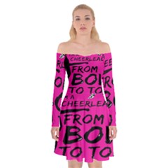 Bow To Toe Cheer Pink Off Shoulder Skater Dress by nate14shop