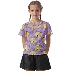 Corgi Pattern Kids  Front Cut Tee by Sudhe