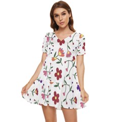 Background-a 009 Tiered Short Sleeve Babydoll Dress by nate14shop