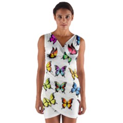 Big Collection Off Colorful Butterfiles Wrap Front Bodycon Dress by nate14shop