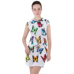 Big Collection Off Colorful Butterfiles Drawstring Hooded Dress by nate14shop